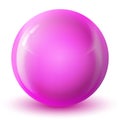 Glass pink ball or precious pearl. Glossy realistic ball, 3D abstract vector illustration highlighted on a white background. Royalty Free Stock Photo