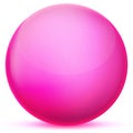 Glass pink ball or precious pearl. Glossy realistic ball, 3D abstract vector illustration highlighted on a white Royalty Free Stock Photo