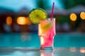 Glass of pink fresh non-alcoholic alcoholic drink tropical cocktail drinking beverage juicy refreshing icy cold tequila Royalty Free Stock Photo