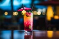 Glass of pink fresh non-alcoholic alcoholic drink tropical cocktail drinking beverage juicy refreshing icy cold tequila Royalty Free Stock Photo