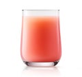 Glass of pink fruit juice or cocktail isolated on white background