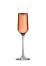 Glass of pink rose champagne with bubbles on white Royalty Free Stock Photo