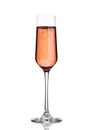 Glass of pink rose champagne with bubbles on white Royalty Free Stock Photo