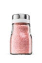 Glass pink salt shaker isolated on white background with clipping path