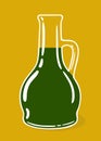 Glass pitcher bottle with pumpkin seed oil. Vector hand drawn illustration.