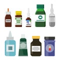 Glass Plastic Medicine Bottles Vector Illustration