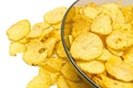 Glass plate with ruffles potato chips Royalty Free Stock Photo