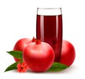 Glass of pomegranate juice with fruit.