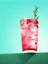 Glass of pomegranate spritzer cocktail with rosemary Royalty Free Stock Photo