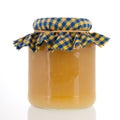 Glass pot apple sauce Royalty Free Stock Photo