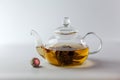 Glass pot of flower tea Royalty Free Stock Photo