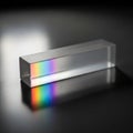 A glass prism rests on a dark surface creating a spectrum of Royalty Free Stock Photo