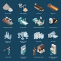 Glass Production Isometric Icons