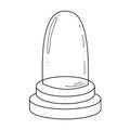Glass protective dome on plastic stand in sketch doodle style