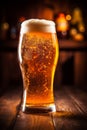 pub alcohol beer foam drink pint beverage lager glass gold. Generative AI.