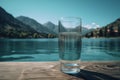 Glass with pure mineralized mountain water. Generate ai Royalty Free Stock Photo