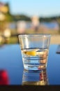 Glass of pure water on kitchen table