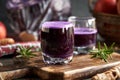 A glass of purple cabbage juice Royalty Free Stock Photo