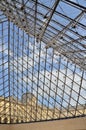 Glass pyramid entrance to the Louvre museum in Paris