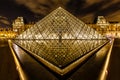 Glass Pyramid in Front of the Louvre Museum, Paris, France Royalty Free Stock Photo