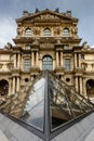 Glass Pyramid in Front of the Louvre Museum, Paris, France Royalty Free Stock Photo