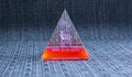 A glass pyramid with the sign of the zodiac ARIES.