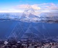 Glass pyramid under water