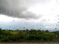 Glass Rain drops nature view