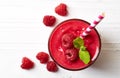 Glass of raspberry smoothie Royalty Free Stock Photo