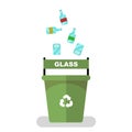 Glass recycling bin. Environmental protection recycling system Royalty Free Stock Photo