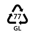 glass recycling code GL 77, copper mixed, copper backed glass symbol, ecology recycling sign, identification code Royalty Free Stock Photo