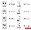 Glass recycling signs icon set of outline types. Isolated vector sign symbols. Icon pack