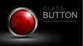 Glass red button for web design and other projects Royalty Free Stock Photo
