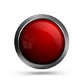 Glass red button for web design.