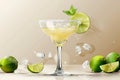 A glass of red drink with a lime slice on top. margarita cocktail, on white background on transparent background