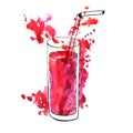 Glass with red fruit juice Royalty Free Stock Photo