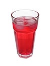 Glass of red soda water with ice cubes isolated on white Royalty Free Stock Photo