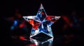 glass red white and blue stars on background