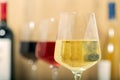 glass of red, white and rosÃÂ© wine and collection of fine wines in the