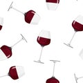 Glass of red wine background. Seamless pattern with alcohol drink Royalty Free Stock Photo