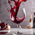 A glass of red wine being swirled to aerate it, revealing its rich color1