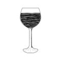 Glass of red wine, black and white sketch. Royalty Free Stock Photo