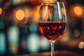 Glass of red wine on blurred background. Wineglass , closeup view Royalty Free Stock Photo