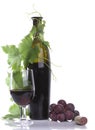 Glass red wine and bottle Royalty Free Stock Photo