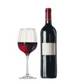 A Glass of Red Wine and a Bottle of Wine Royalty Free Stock Photo