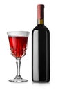 Glass of red wine and bottle Royalty Free Stock Photo