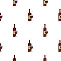 Glass of red wine and a bottle pattern seamless Royalty Free Stock Photo