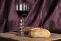 Glass of red wine and bread still life Royalty Free Stock Photo