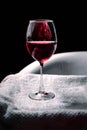 A glass of scarlet wine