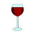 Glass of red wine, color sketch